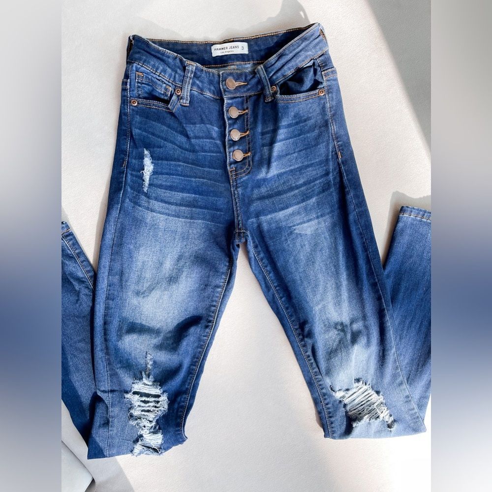 HAMMER JEANS LOS ANGELES SKINNY HIGH WAISTED DISTRESSED WITH EXTRA STRETCH